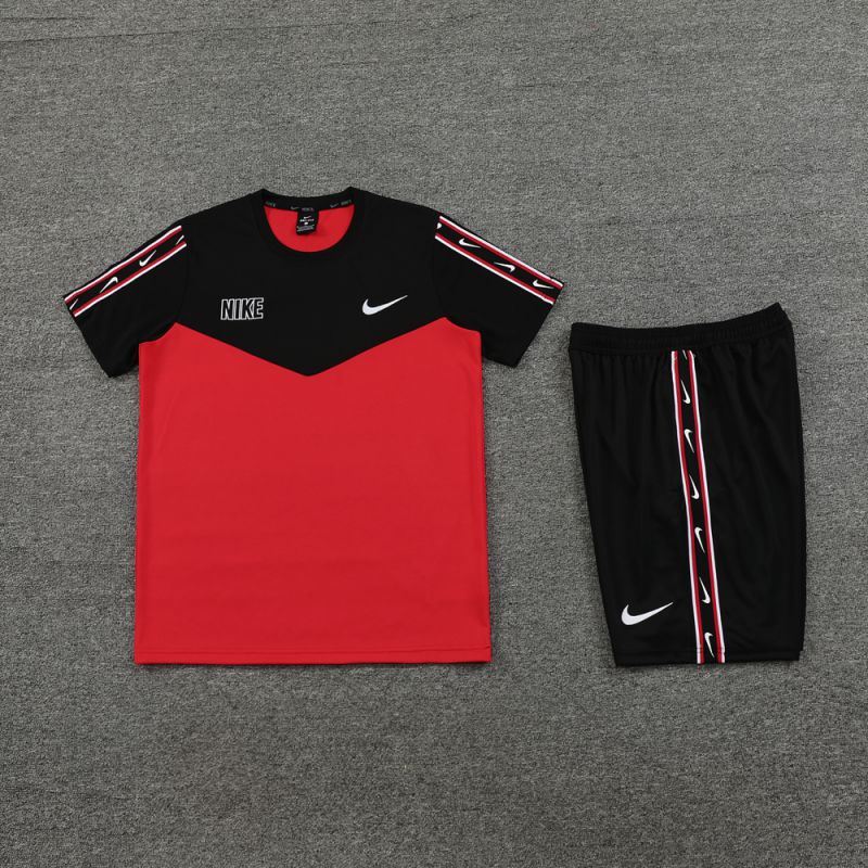 Kit Camisa e Short Nike Repeat Preto e Vermelho