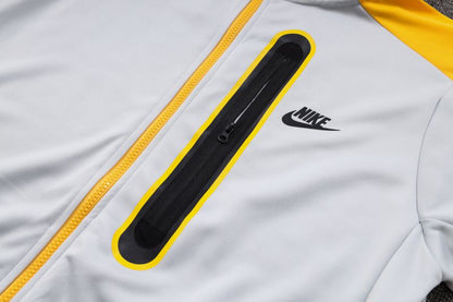 Conjunto Nike Tech Fleece Inside Cinza e Amarelo